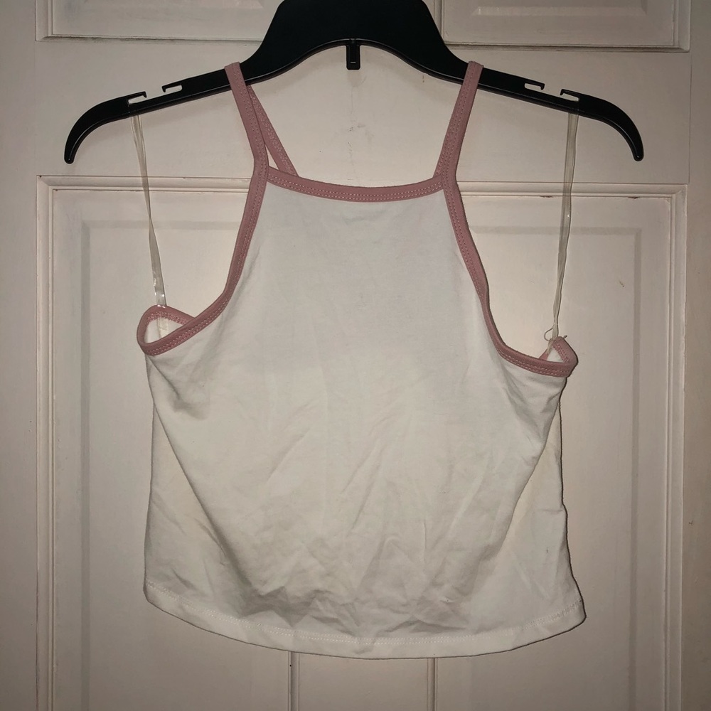 Cream and Dusty Rose Racerback Crop top 🌷🤍